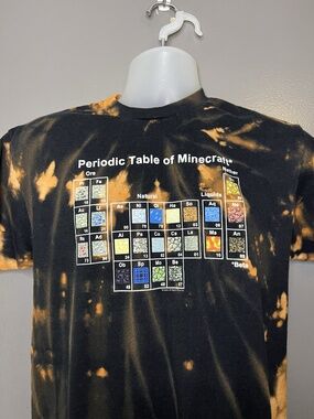 Minecraft Jinx Shirt Mens Large Black Bleach Tie Dye Periodic Table Tee
